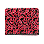 Red And Black Frangipani Pattern Print Bifold Wallet