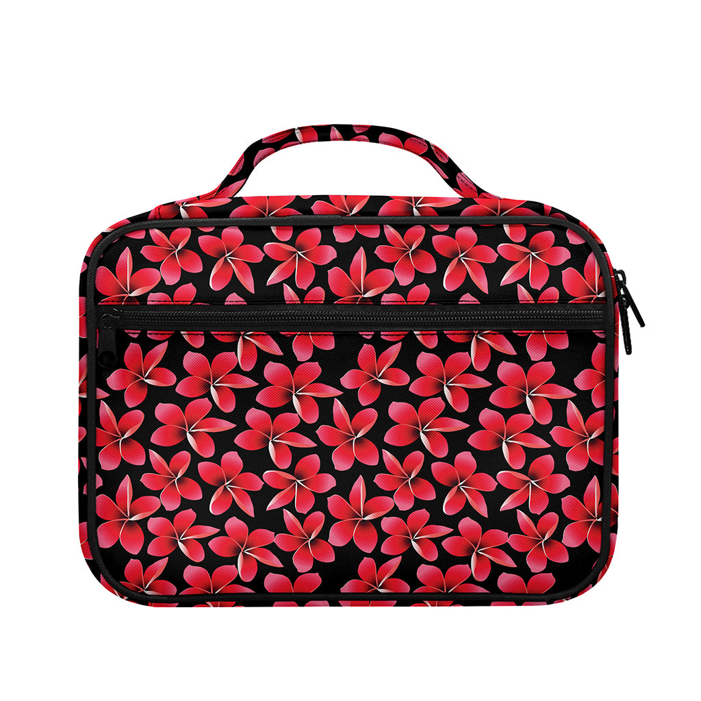 Red And Black Frangipani Pattern Print Briefcase Bible Bag