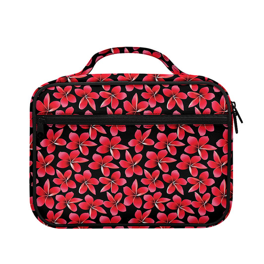 Red And Black Frangipani Pattern Print Briefcase Bible Bag