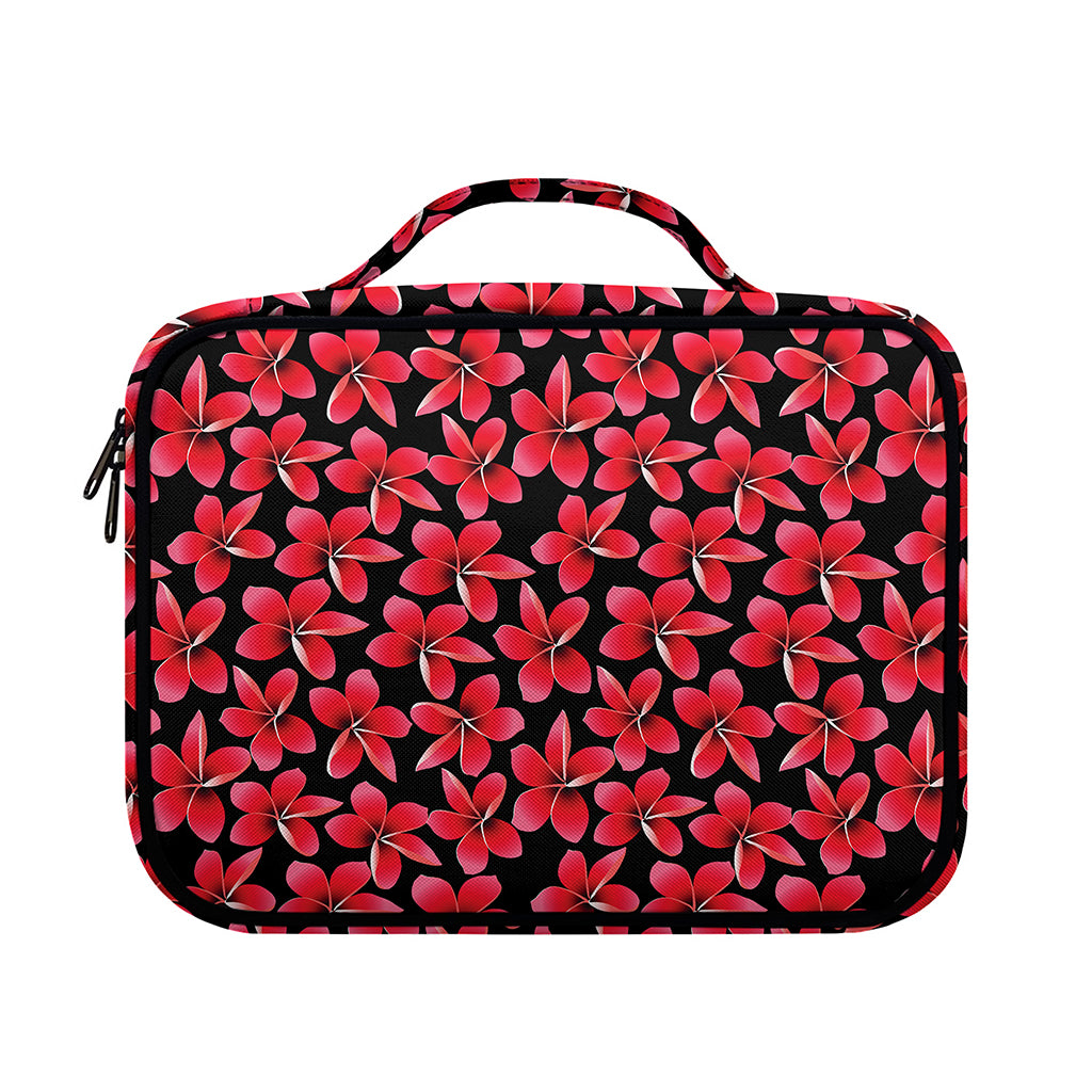 Red And Black Frangipani Pattern Print Briefcase Bible Bag