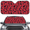 Red And Black Frangipani Pattern Print Car Windshield Sun Shade