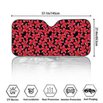 Red And Black Frangipani Pattern Print Car Windshield Sun Shade