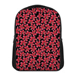 Red And Black Frangipani Pattern Print Casual Backpack