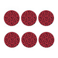 Red And Black Frangipani Pattern Print Coaster Set