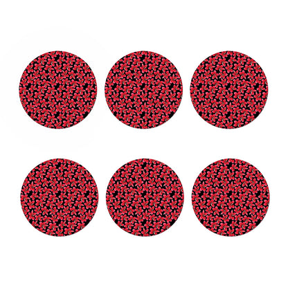Red And Black Frangipani Pattern Print Coaster Set