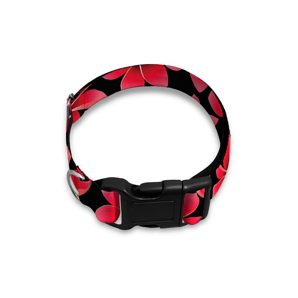 Red And Black Frangipani Pattern Print Dog Collar