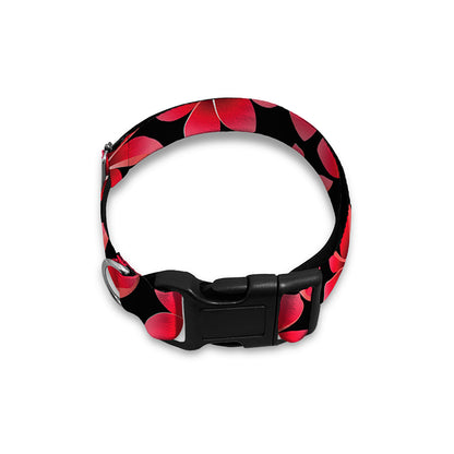 Red And Black Frangipani Pattern Print Dog Collar