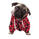 Red And Black Frangipani Pattern Print Dog Zip Up Hoodie