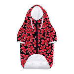 Red And Black Frangipani Pattern Print Dog Zip Up Hoodie