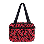 Red And Black Frangipani Pattern Print Double Strap Bible Bag