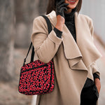 Red And Black Frangipani Pattern Print Double Strap Bible Bag