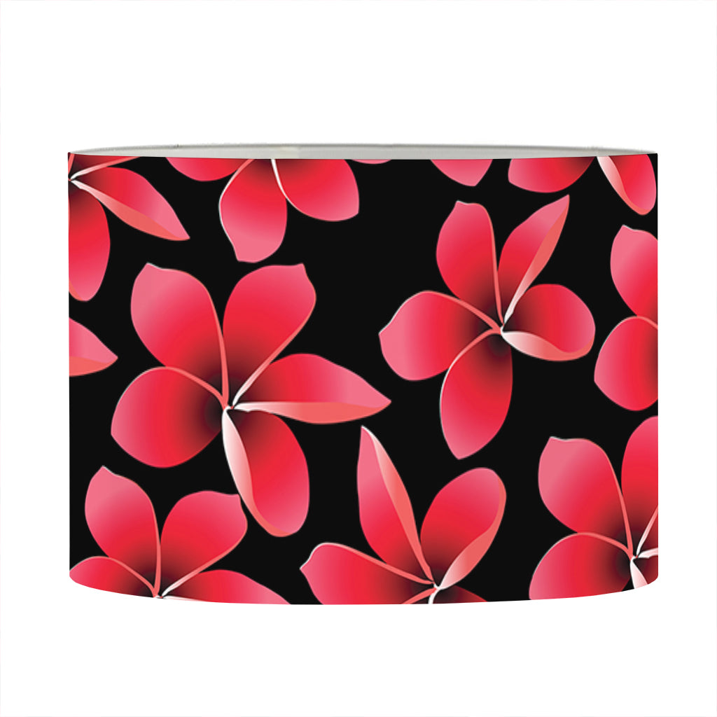 Red And Black Frangipani Pattern Print Drum Lamp Shade