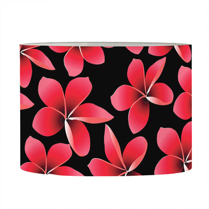 Red And Black Frangipani Pattern Print Drum Lamp Shade