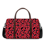 Red And Black Frangipani Pattern Print Duffle Bag