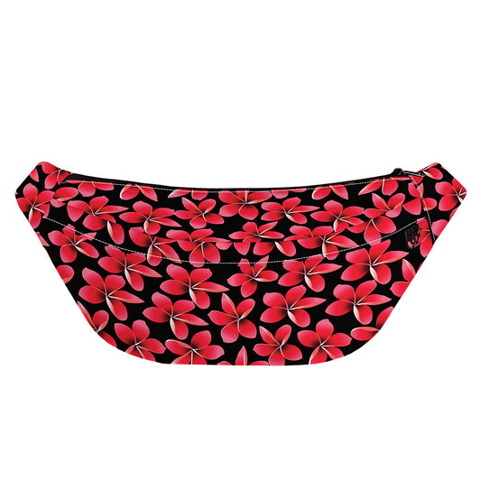 Red And Black Frangipani Pattern Print Fanny Pack