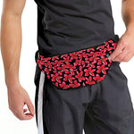Red And Black Frangipani Pattern Print Fanny Pack