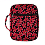 Red And Black Frangipani Pattern Print Front Pocket Bible Bag