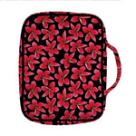 Red And Black Frangipani Pattern Print Front Pocket Bible Bag