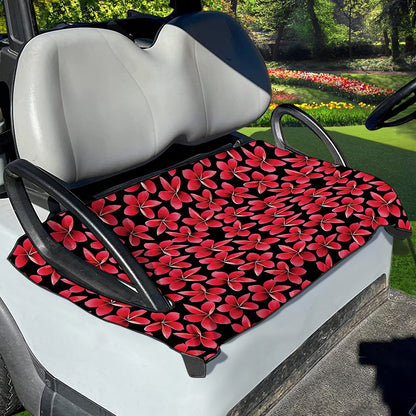 Red And Black Frangipani Pattern Print Golf Cart Seat Cover