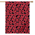 Red And Black Frangipani Pattern Print House Flag