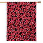 Red And Black Frangipani Pattern Print House Flag