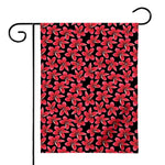 Red And Black Frangipani Pattern Print House Flag