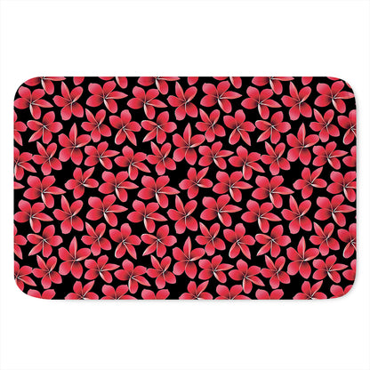 Red And Black Frangipani Pattern Print Indoor Door Mat