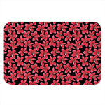 Red And Black Frangipani Pattern Print Indoor Door Mat