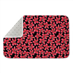 Red And Black Frangipani Pattern Print Indoor Door Mat