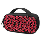 Red And Black Frangipani Pattern Print Insulin Cooler Travel Case