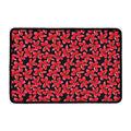 Red And Black Frangipani Pattern Print Kitchen Mat