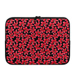 Red And Black Frangipani Pattern Print Laptop Sleeve