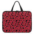 Red And Black Frangipani Pattern Print Laptop Sleeve With Handle