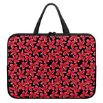 Red And Black Frangipani Pattern Print Laptop Sleeve With Handle