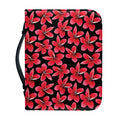 Red And Black Frangipani Pattern Print Leather Bible Cover