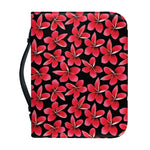 Red And Black Frangipani Pattern Print Leather Bible Cover