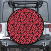 Red And Black Frangipani Pattern Print Leather Spare Tire Cover