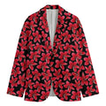 Red And Black Frangipani Pattern Print Men's Blazer