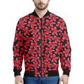 Red And Black Frangipani Pattern Print Men's Bomber Jacket