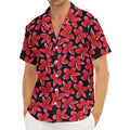Red And Black Frangipani Pattern Print Men's Deep V-Neck Shirt