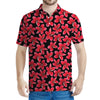 Red And Black Frangipani Pattern Print Men's Polo Shirt