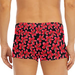 Red And Black Frangipani Pattern Print Men's Short Boxer Briefs