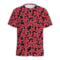 Red And Black Frangipani Pattern Print Men's Athletic T-Shirt