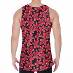 Red And Black Frangipani Pattern Print Men's Velvet Tank Top