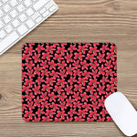 Red And Black Frangipani Pattern Print Mouse Pad