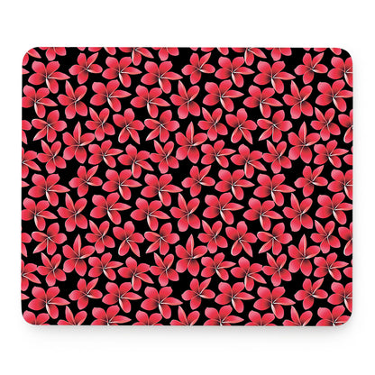 Red And Black Frangipani Pattern Print Mouse Pad