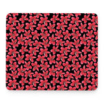 Red And Black Frangipani Pattern Print Mouse Pad