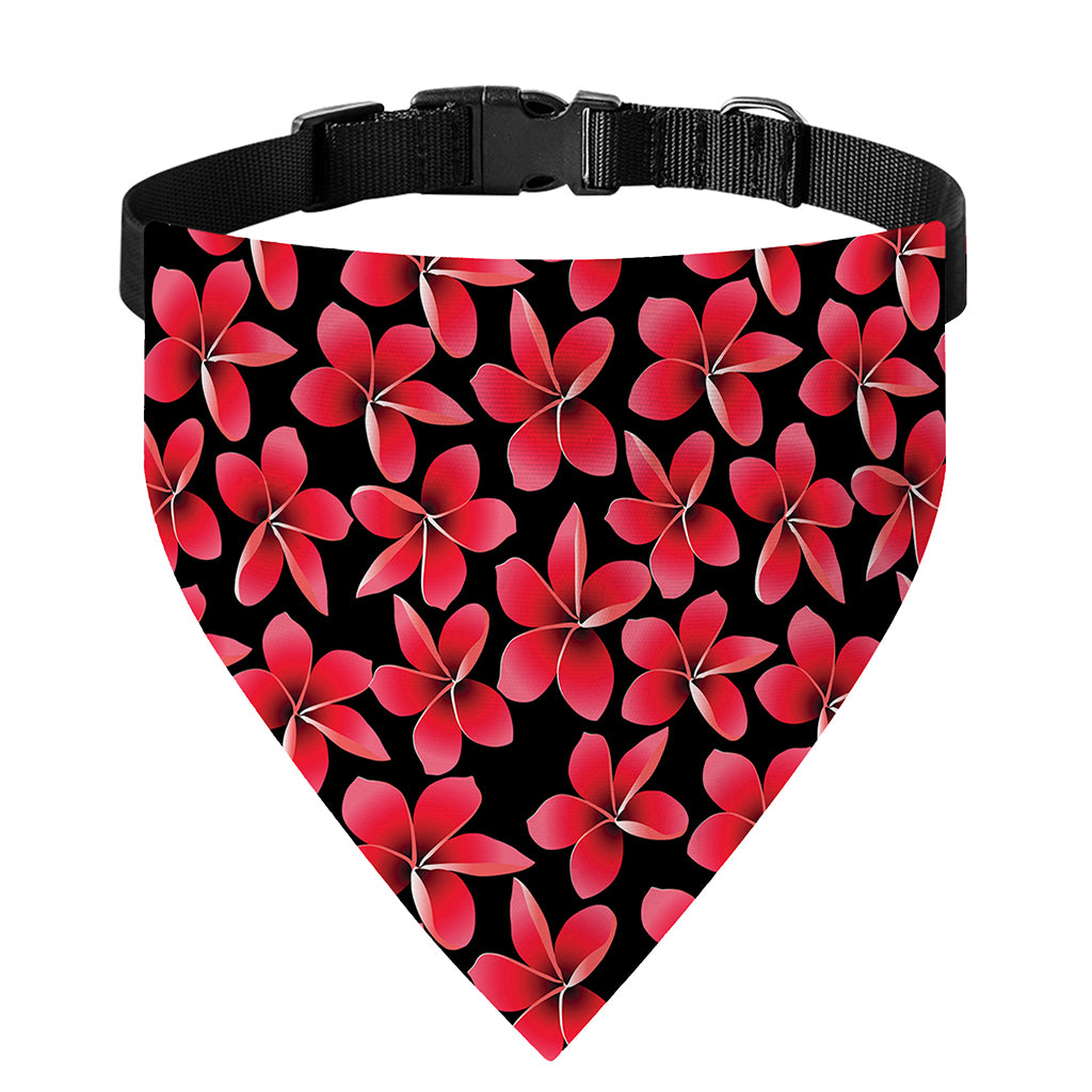 Red And Black Frangipani Pattern Print Over The Collar Dog Bandana
