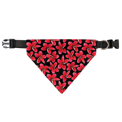 Red And Black Frangipani Pattern Print Over The Collar Dog Bandana