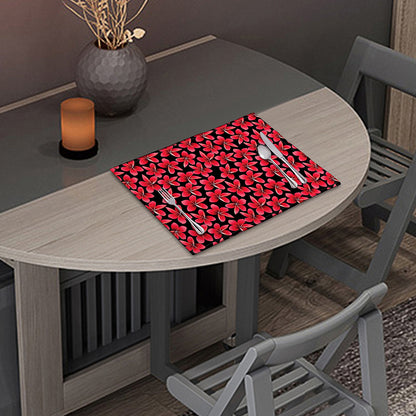 Red And Black Frangipani Pattern Print Placemat